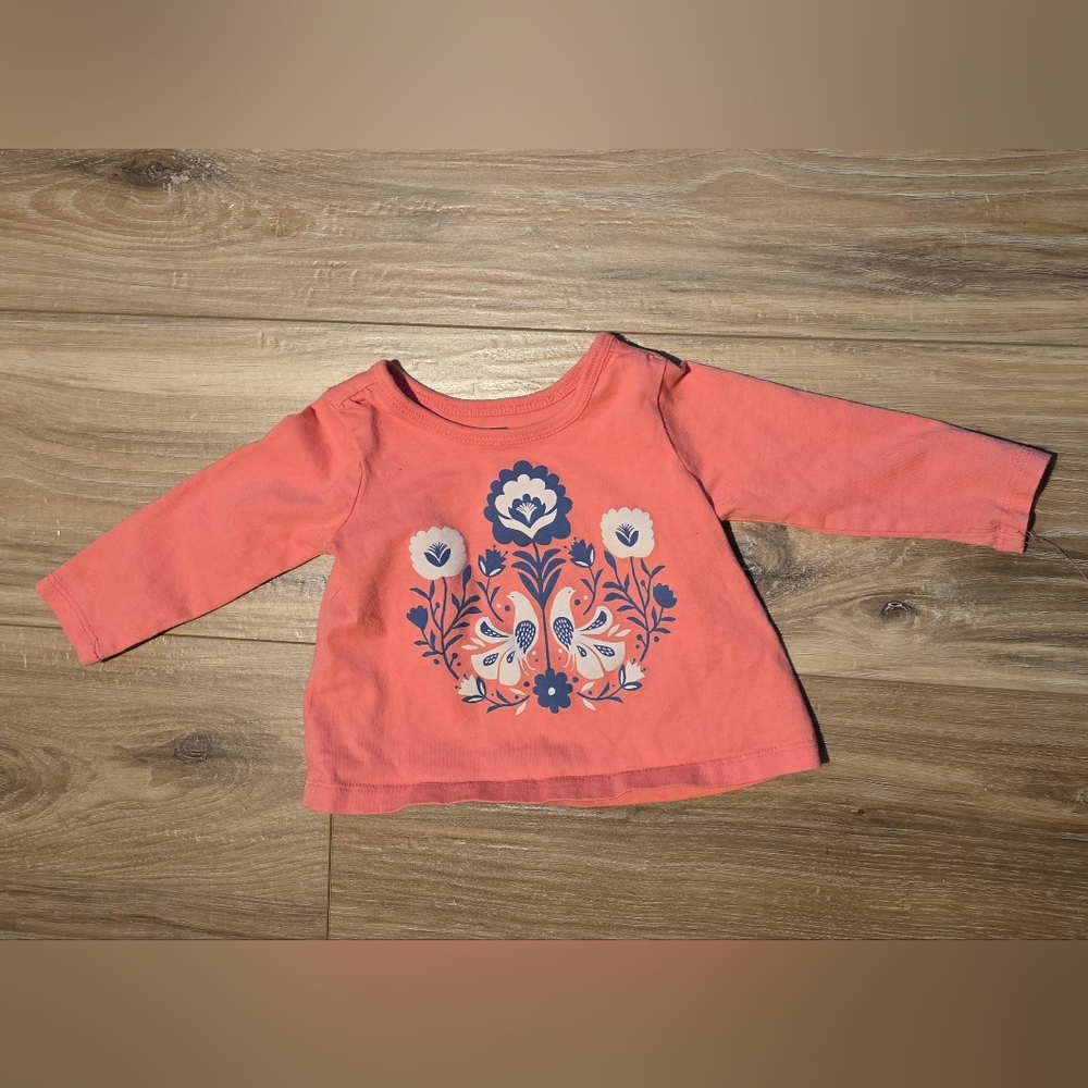 Tea Collection Coral and Navy Kids Long Sleeve Tee
